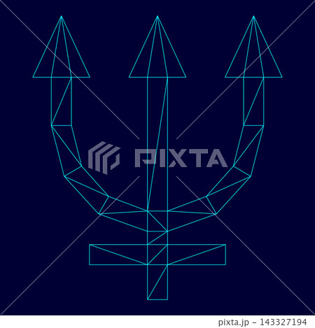 Neptune symbol low poly triangulation triangulated polygonal electric cyan blue vibrant aqua neon color vector illustration image outline contour line Neptune symbol low poly triangulation triangulated polygonal electric cyan blue vibrant aqua neon color vector illustration image outline contour line 143327194