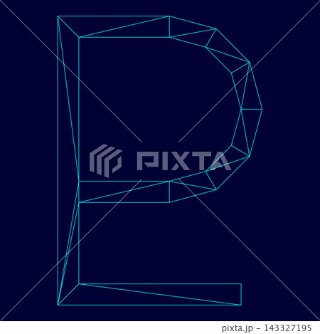 Symbol Pluto low poly triangulation triangulated polygonal electric cyan blue vibrant aqua neon color vector illustration image outline contour line 143327195