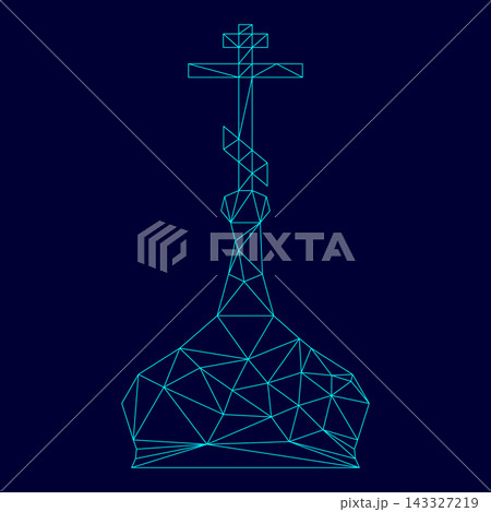 Cupola ortodox church low poly triangulation triangulated polygonal electric cyan blue vibrant aqua neon color vector illustration image outline contour line Cupola ortodox church low poly triangulation triangulated polygonal electric cyan blue vibrant aqua neon color vector illustration image outline contour line 143327219