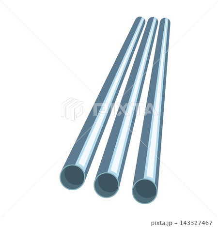 Cartoon vector element of a cylindrical iron pipe for construction. Cartoon vector element of a cylindrical iron pipe for construction. 143327467