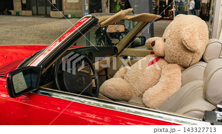 Teddy bear inside Mercedes Benz convertible at Classic Days Berlin 143327713