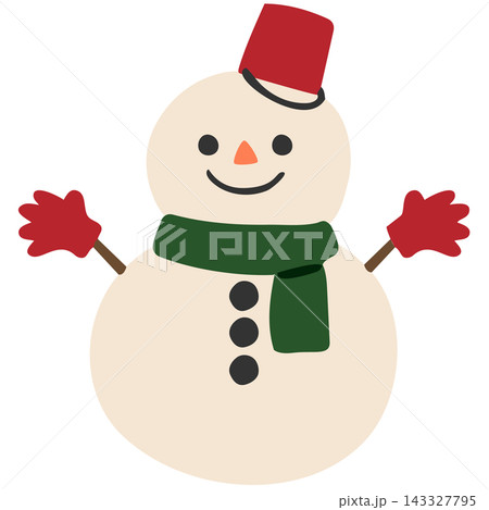 かわいい手描きの雪だるまのイラスト 143327795