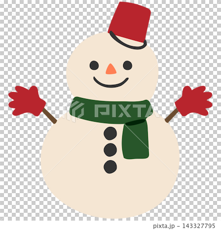 かわいい手描きの雪だるまのイラスト 143327795