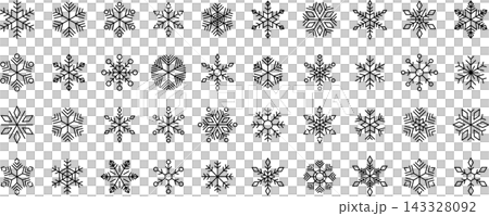 一組向量格式的單色線條雪花圖示。 一組向量格式的單色線條雪花圖示。 143328092