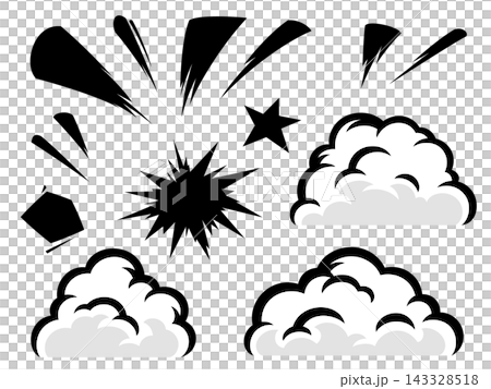 A set of illustration materials featuring American comic-style clouds and shocking effects. A set of illustration materials featuring American comic-style clouds and shocking effects. 143328518