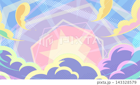 カラフルな光と雲の背景イラスト_16:9 143328579