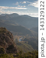 Scenic mountain valley with river flowing through it 143329122