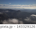 Mountains and clouds covering valley landscape 143329126