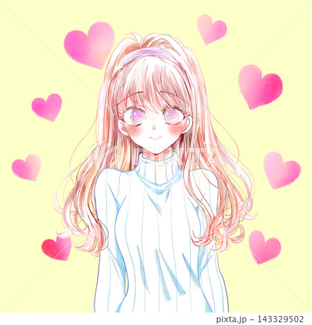 恋する女性　冬服　ハートマーク 143329502