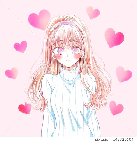 恋する女性　冬服　ハートマーク 143329504