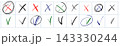 Check, circles and cross mark icon.  143330244