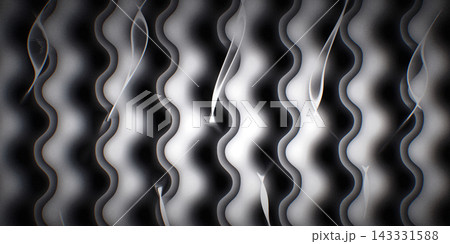 Black and white liquid light caustics with glitch gyroid form 143331588