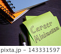 Career minimalism handwritten on a green sticky note. 143331597