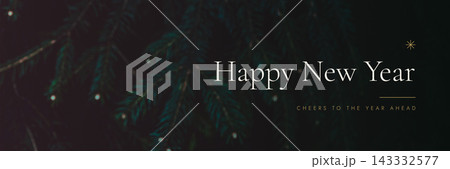 Happy New Year spruce branch banner - moody cinematic holiday background 143332577