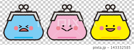 A set of cute, hand-drawn style coin purse character expressions. A set of cute, hand-drawn style coin purse character expressions. 143332585