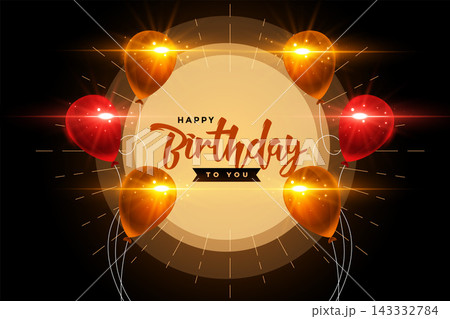 happy birthday celebration card glowing background design 143332784