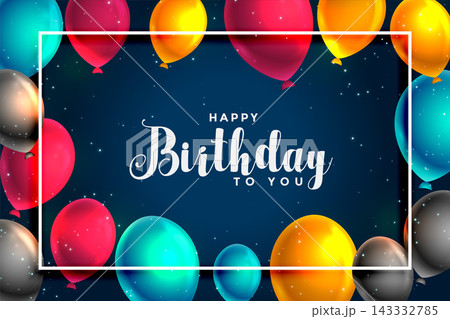 happy birthday fun balloons card design background 143332785