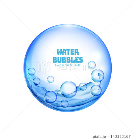 isolated blue transparent water bubbles background design 143333167