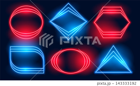 neon frames in six different geometric shapes neon frames in six different geometric shapes 143333192