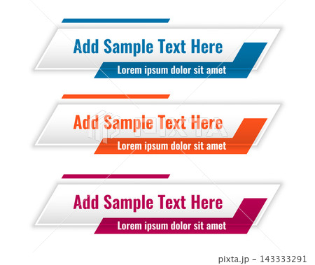 abstract lower third geometric banners in three colors 143333291