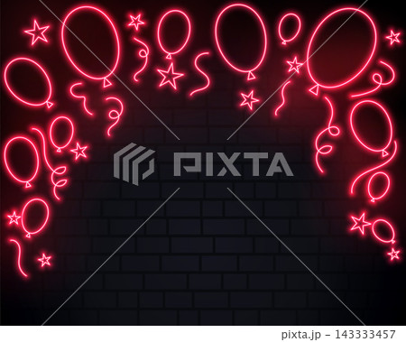 celebration balloons in red neon style background celebration balloons in red neon style background 143333457