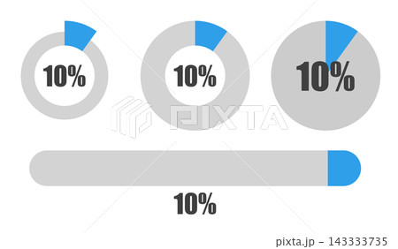 10%の円グラフとプログレスバーセット パーセンテージ表示アイコン素材 10%の円グラフとプログレスバーセット パーセンテージ表示アイコン素材 143333735