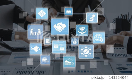 Mergers and acquisitions corporate business deal strategy icons Funnel Mergers and acquisitions corporate business deal strategy icons Funnel 143334044