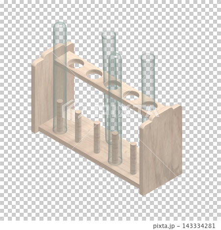 [Isometric Material] Test Tube and Test Tube Rack (Reverse, 30° Inverted) Transparent PNG 143334281