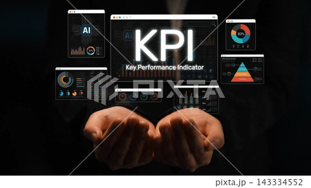 Dynamic image showcasing hands presenting digital charts and KPIs, highlighting the importance of data-driven decision making in business analytics and performance tracking. Sigmoid 143334552