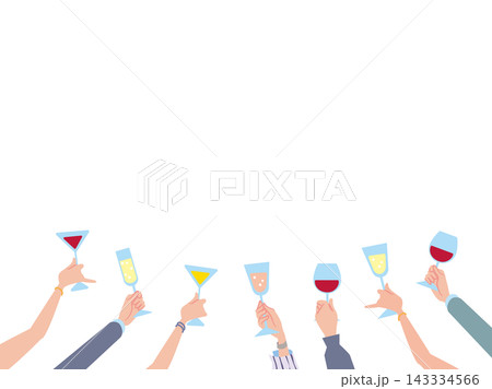 乾杯する男女の手のベクターイラスト下側 143334566