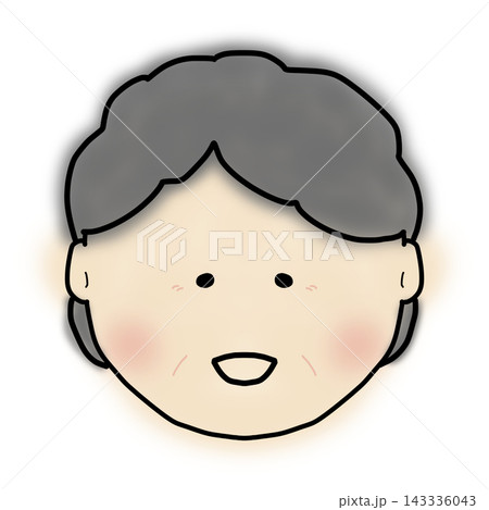 手描きの家族の顔イラスト おばあちゃん 笑顔 143336043