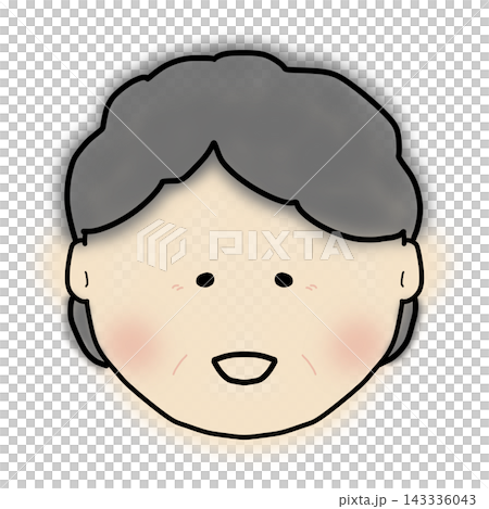 手描きの家族の顔イラスト おばあちゃん 笑顔 143336043