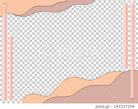Earthy boho border background with pastel paper cut fluid waves and line frame Earthy boho border background with pastel paper cut fluid waves and line frame 143337204