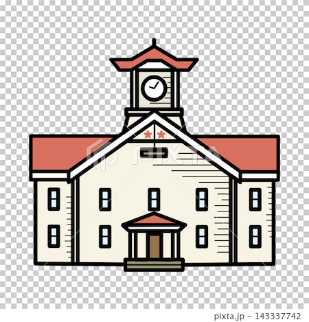 太線でシンプルに描いた札幌市時計台1 太線でシンプルに描いた札幌市時計台1 143337742