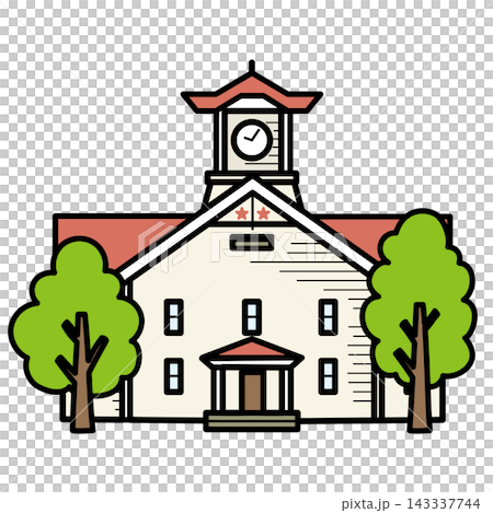 太線でシンプルに描いた札幌市時計台3 太線でシンプルに描いた札幌市時計台3 143337744
