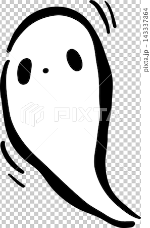 Spooky Ghost Halloween Outline Hand Drawn Black and White Spooky Ghost Halloween Outline Hand Drawn Black and White 143337864