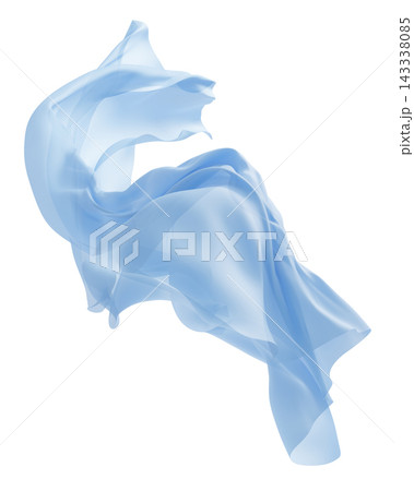 Light blue sheer fabric flowing isolated on white background 3D render Light blue sheer fabric flowing isolated on white background 3D render 143338085