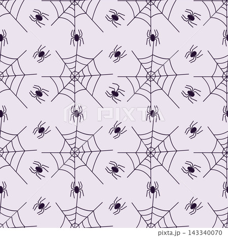 Halloween seamless pattern with spider and web, spooky holiday vector background for fabric, wrapping paper and digital paper design Halloween seamless pattern with spider and web, spooky holiday vector background for fabric, wrapping paper and digital paper design 143340070