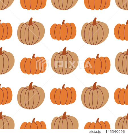Pumpkin seamless pattern vector for autumn harvest background, minimalist thanksgiving doodle vegetable wrapping textile design 143340096