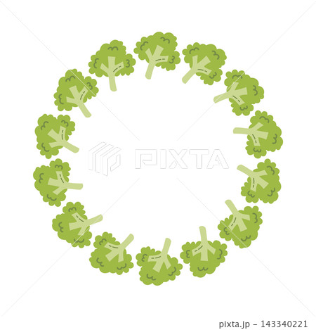 Broccoli Floret Round Frame on Transparent Background 143340221