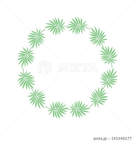 Palm wreath vector flat botanical frame circle leaf border invitation template Palm wreath vector flat botanical frame circle leaf border invitation template 143340277