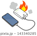 発火したモバイルバッテリー　携帯充電器の事故 143340285