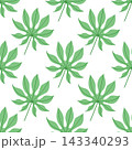 Green tropical finger leaf seamless pattern, minimalist botanical foliage background for textile, wallpaper, nursery and organic packaging 143340293