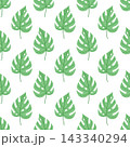 Green monstera leaf seamless pattern, minimalist tropical botanical background for fabric, wallpaper, nursery decor and organic packaging 143340294