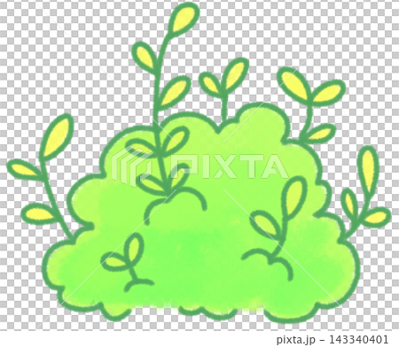 Green overgrown bush in cute hand drawn style Green overgrown bush in cute hand drawn style 143340401