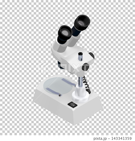 [等距影像] 雙眼顯微鏡（前視，左斜視）透明 PNG 143341359