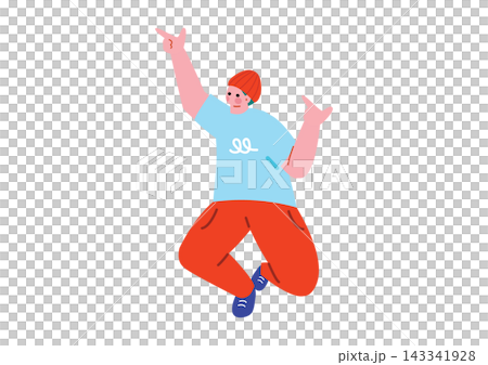 男孩歡呼雀躍的插圖。 男孩歡呼雀躍的插圖。 143341928