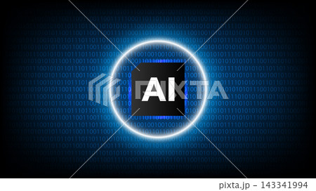Glowing microchip concept binary code digital wall background for artificial intelligence technology 143341994