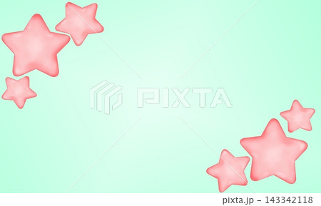Cute pastel green background frame decorated with 3D pink stars for kids party and greeting card Cute pastel green background frame decorated with 3D pink stars for kids party and greeting card 143342118