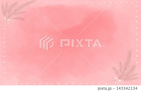 Pink watercolor background with pampas grass branch corner frame and sparkle border for wedding invitation and card design Pink watercolor background with pampas grass branch corner frame and sparkle border for wedding invitation and card design 143342134